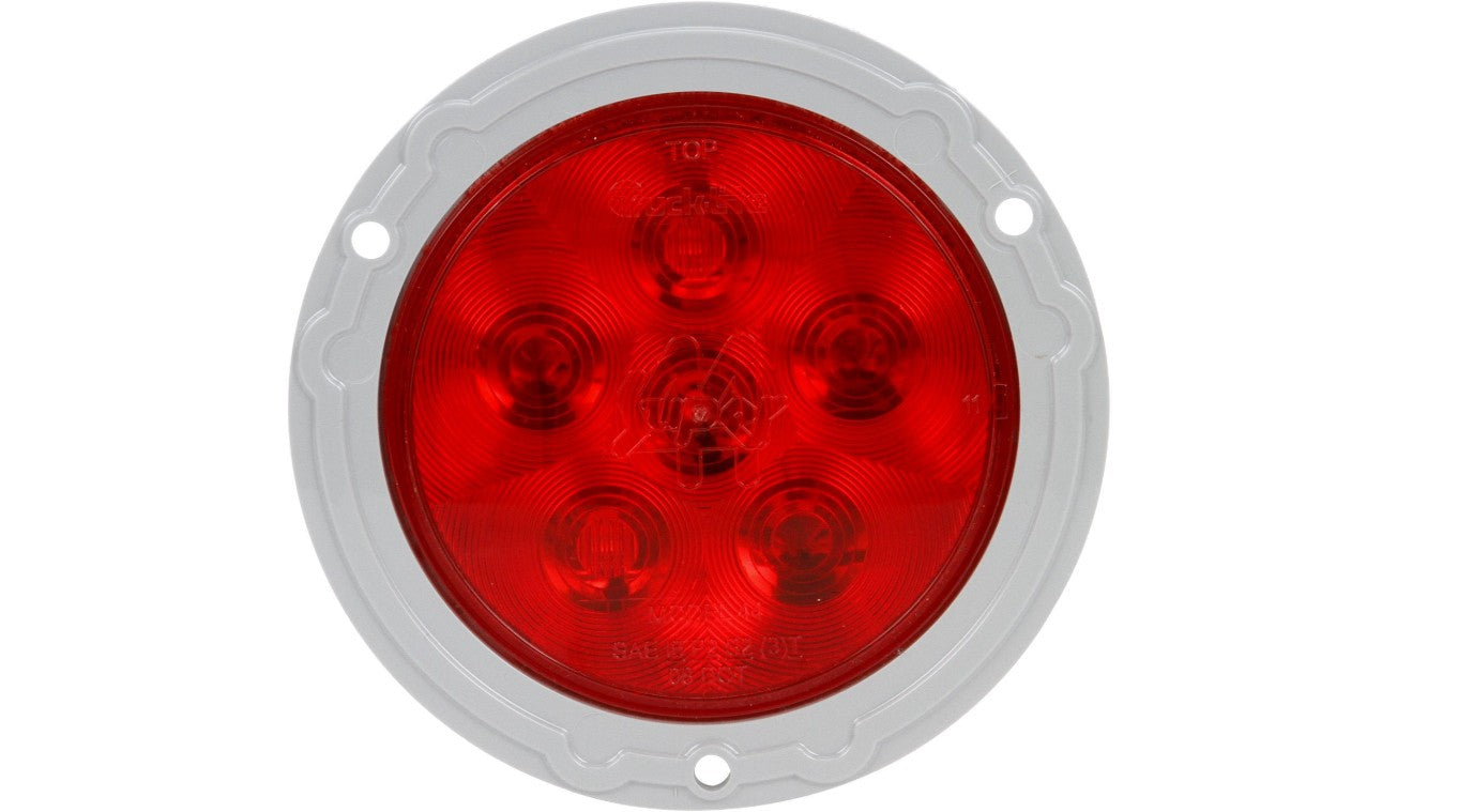 Truck-Lite Super 44® Red LED 4.35" Round Stop/Turn/Tail Light – Flange Mount, Fit 'N Forget S.S. 44322R