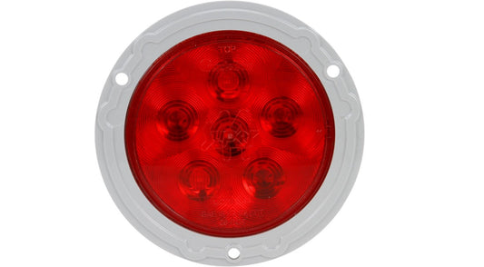 Truck-Lite Super 44® Red LED 4.35" Round Stop/Turn/Tail Light – Flange Mount, Fit 'N Forget S.S. 44322R